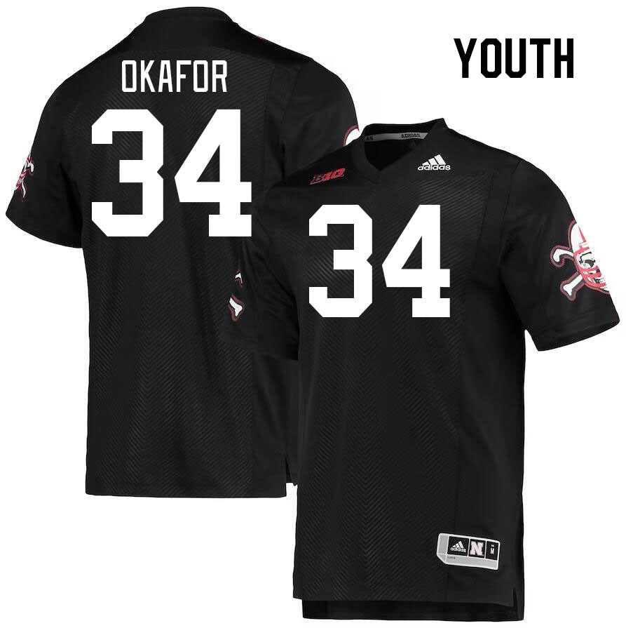 Youth #34 Preston Okafor Nebraska Cornhuskers College Football Jerseys Stitched Sale-Black